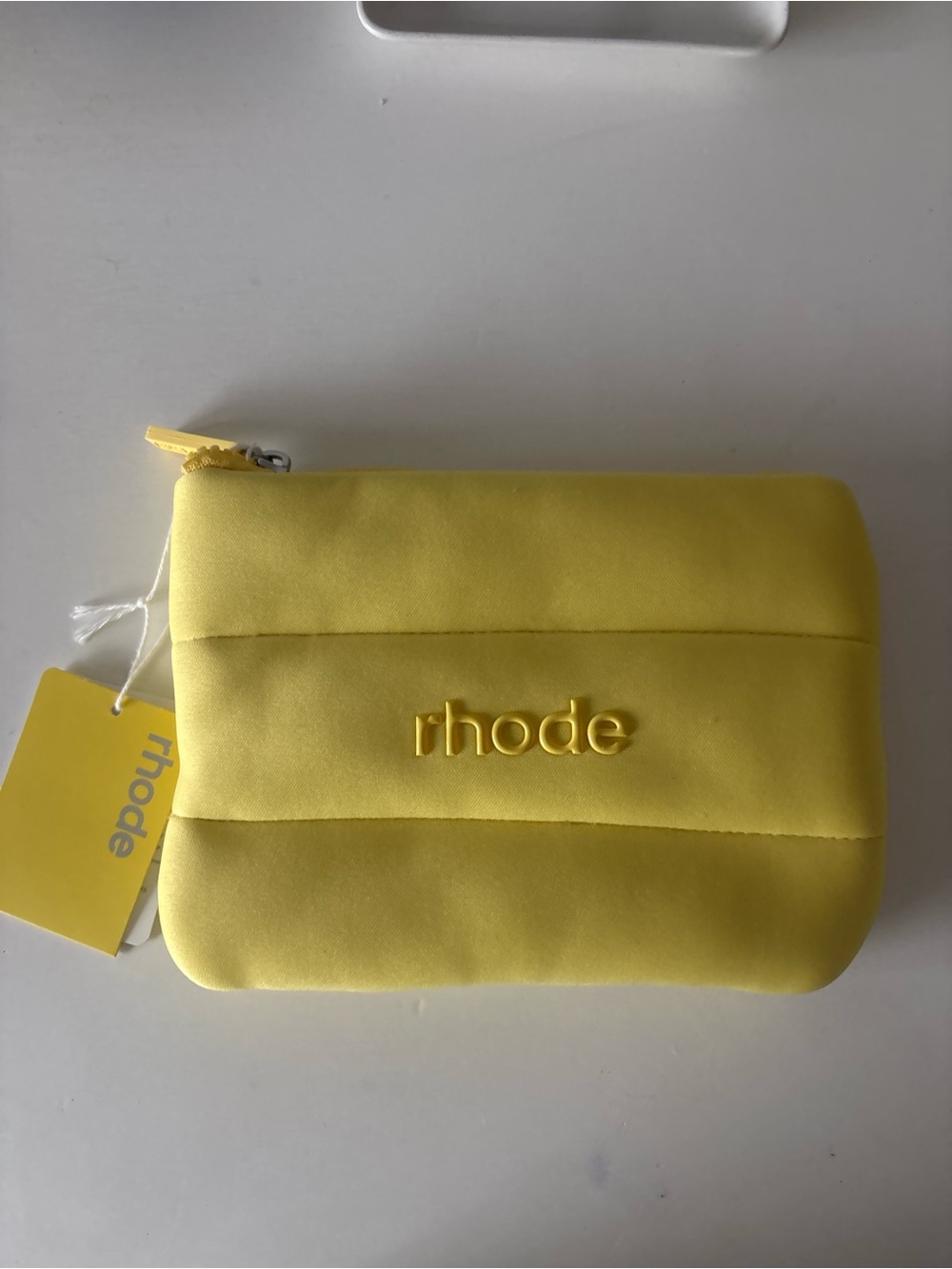 RHODE Yellow Quilted Cosmetic Pouch